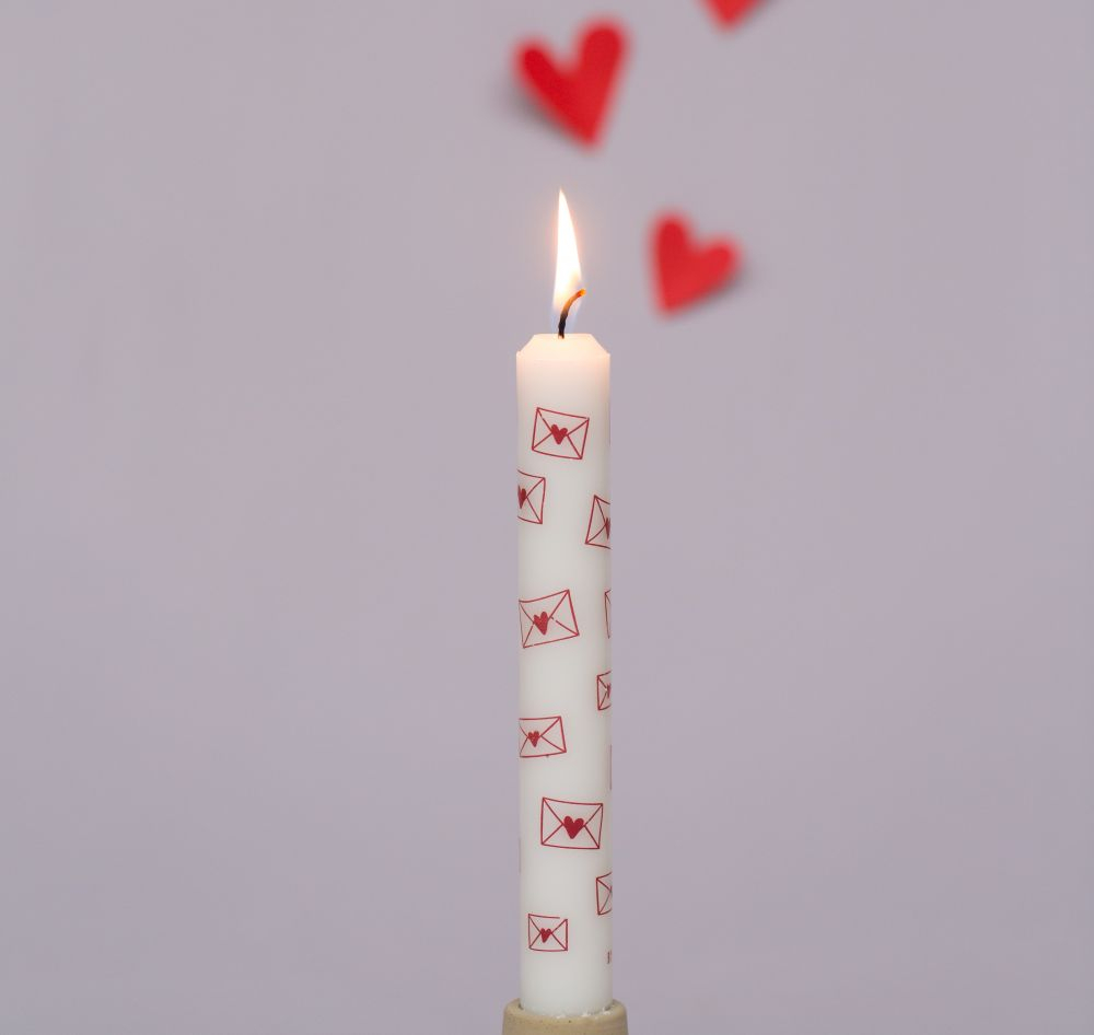 Stabkerze mit Liebes - Brief